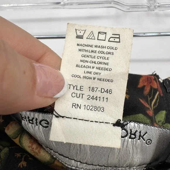 VTG Briggs New York Skirt Black Floral Paisley Midi Slit Boho Fairy Grunge 18 - Picture 5 of 7